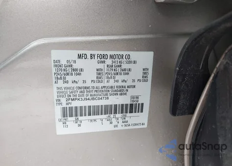 2018 Ford Edge Sel из США, поврежденный, VIN 2FMPK3J94JBC04738